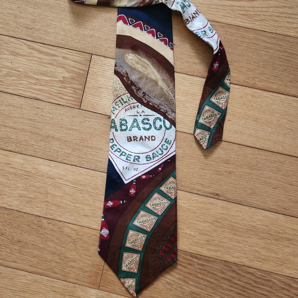 Tabasco Brand Pepper Sauce Silk Necktie Graphic Print Hot Sauce Chili Pepper